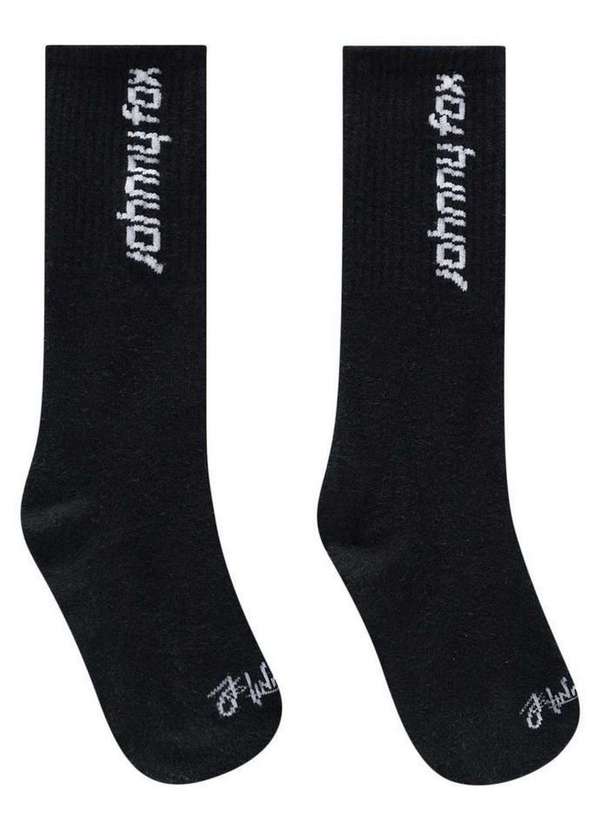 Johnny Fox - Meia Cano Longo Infantil Preto Liso Johnny Fox Preto