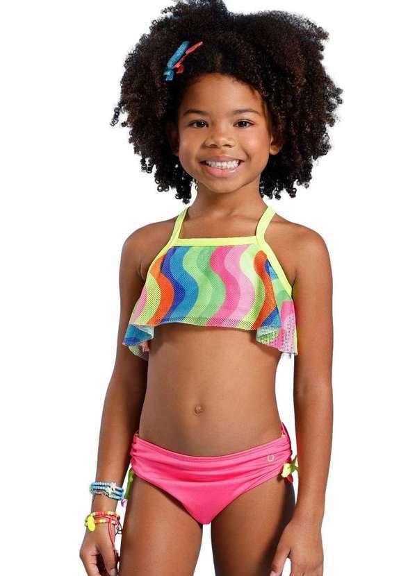 Banana Sungas - Biquíni Top Rendinha Colors Infantil Banana Sungas Estampado