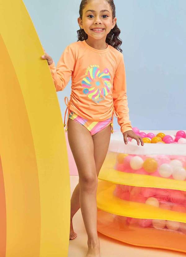 Kukiê - Conjunto de Blusa e Calcinha em Malha com Proteção Kukiê Laranja
