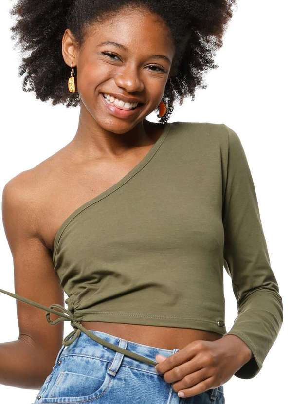 Poah Banana - Blusa Cropped Cotton Amarração Verde Poah Noah Verde