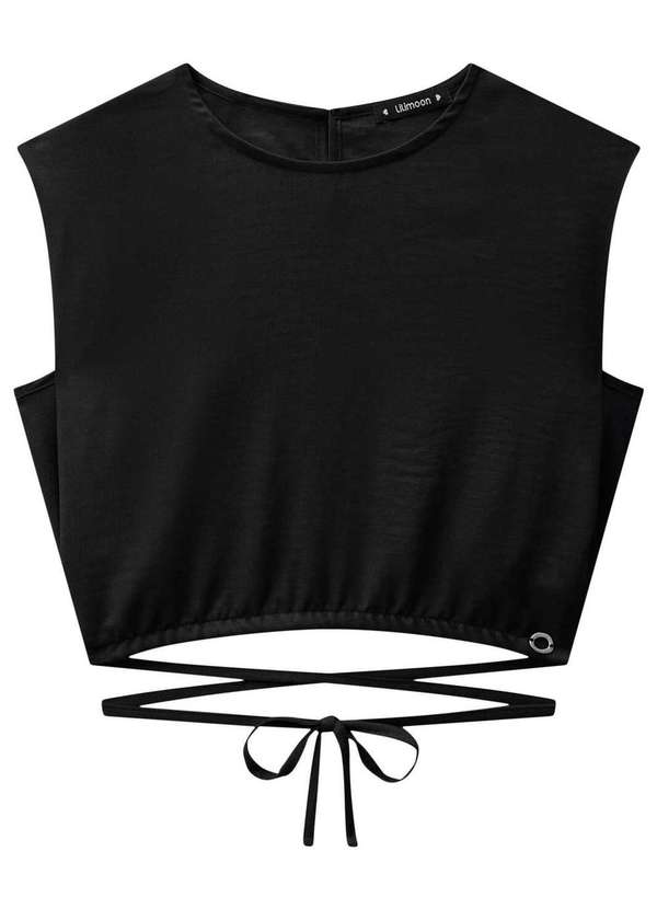 Lilimoon - Blusa Cropped em Linho Sena Lilimoon Preto 3