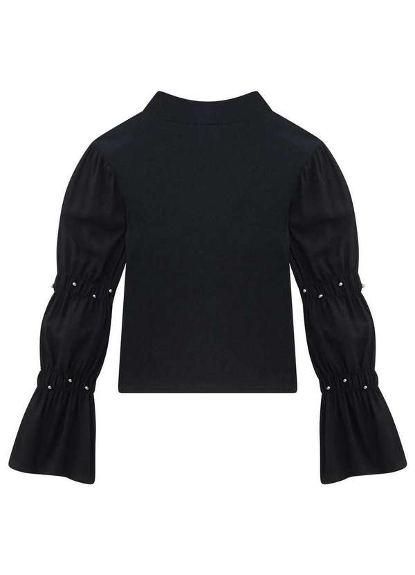 Vic&vicky - Blusa em Ribana Viscose e Viscose Sarjada Vic&Vicky Preto