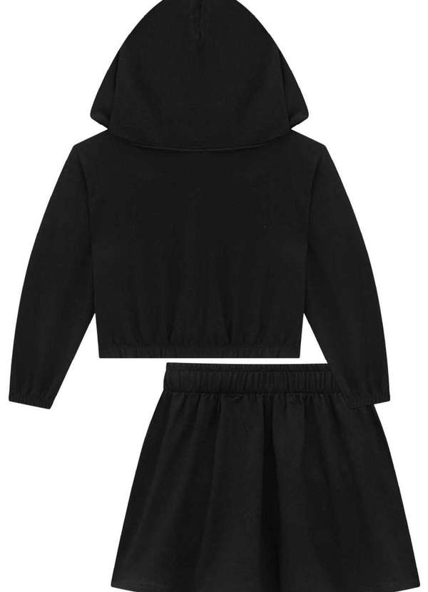 Lilimoon - Conjunto de Jaqueta Cropped e Saia em Molevisco Lilimoon Preto