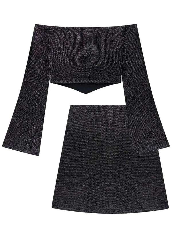 Lilimoon - Conjunto Top e Saia em Malha Nikki Lilimoon Preto
