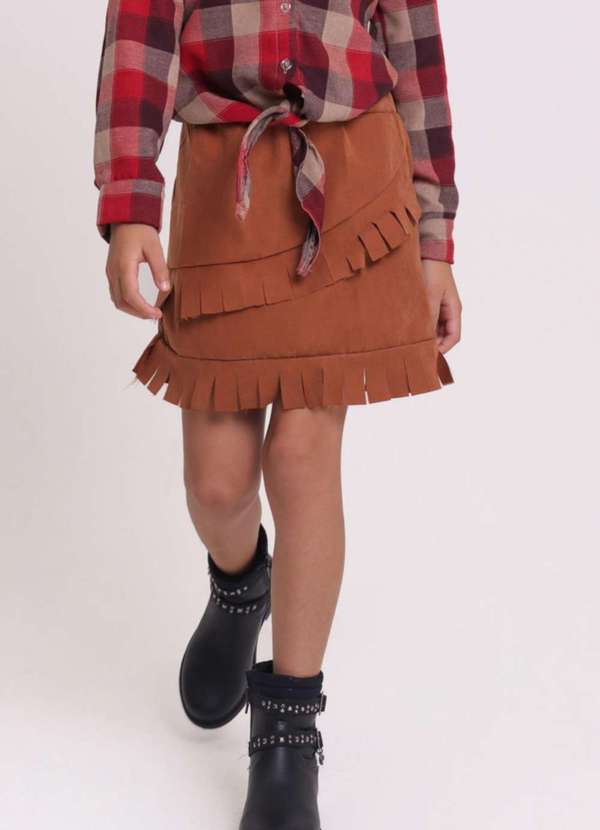 Muvilê - Saia Camurça Recorte Caipira Infantil Muvilê Bege