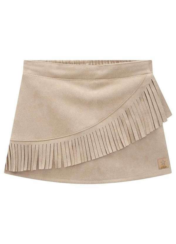 Kukiê - Saia Infantil Kukiê Suede com Franjas Bege