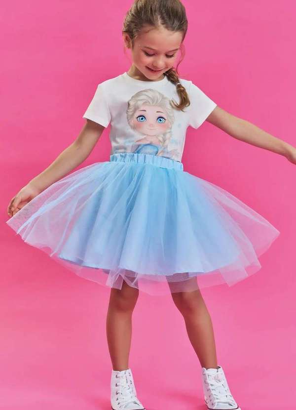 Kukiê - Saia Infantil Menina Tule Azul Kukiê Azul