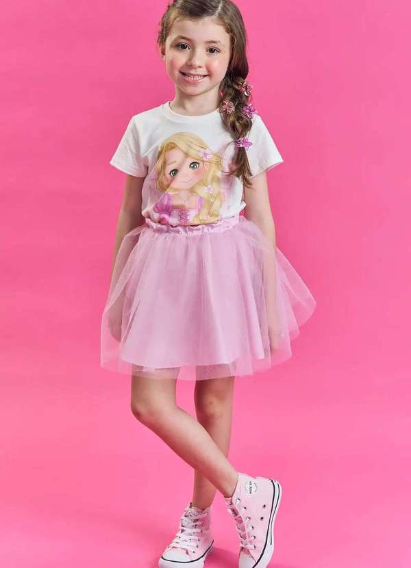 Kukiê - Saia Infantil Menina Tule Rosa Kukiê Rosa