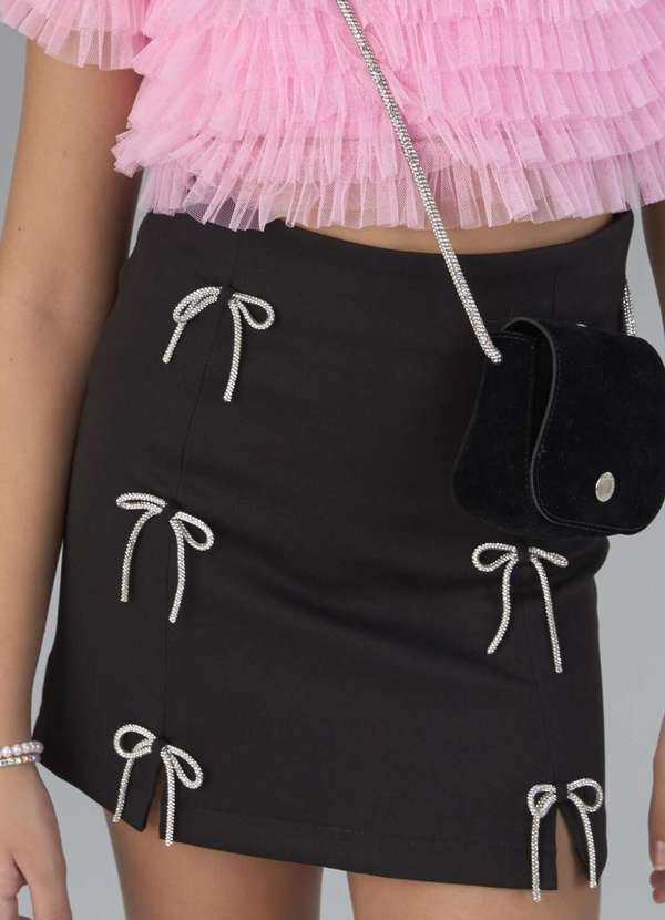 Vanilla Cream - Saia Juvenil Laços Preta Vanilla Preto