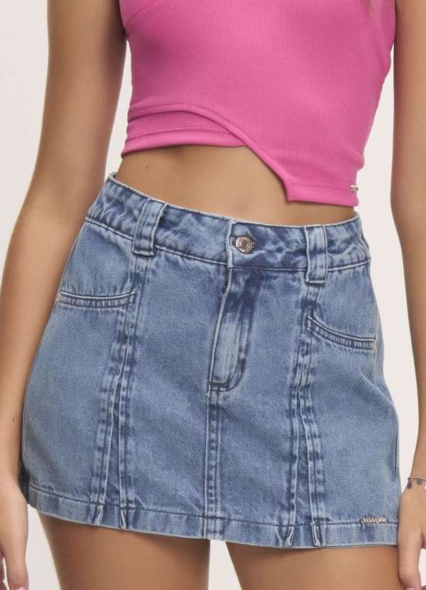 Bobbylulu - Saia Juvenil Tecido Jeans Cintura Alta Bobbylulu Jeans 1