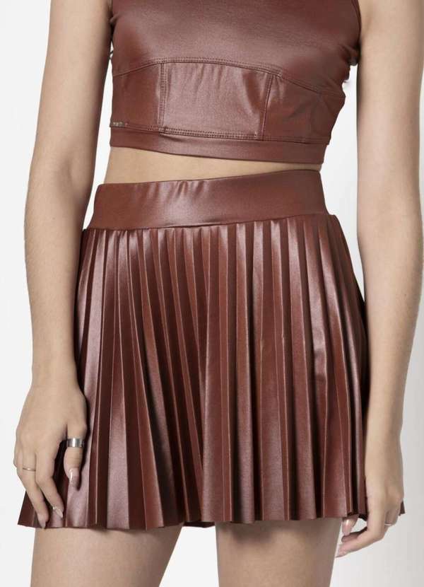 Poah Banana - Saia Plissada Marrom Infantil Menina Poah Noah Marrom