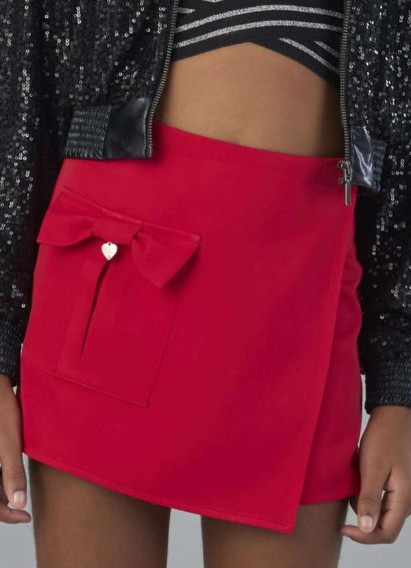 Vanilla Cream - Shorts Saia Juvenil Vermelho Vanilla Cream Vermelho