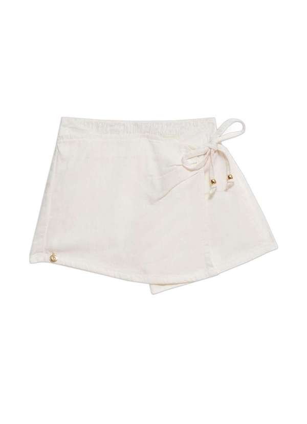 Bakulelê - Shorts Saia Sarja Eco Meio Elástico Bakulelê Off White