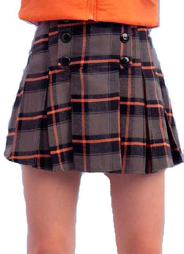 Vanilla Cream - Saia Xadrez Laranja Mesclado Infantil Vanilla Laranja