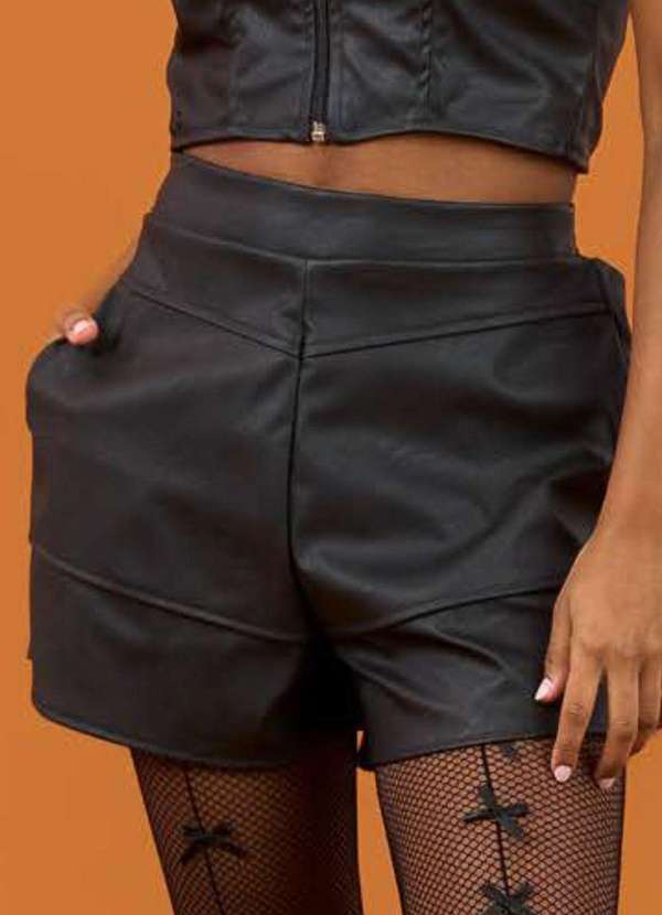 Collie - Shorts Collie Preto em Sintético Preto