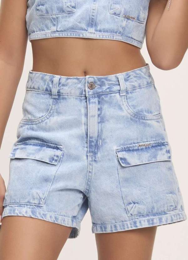 Bobbylulu - Shorts Juvenil Tecido Jeans Cintura Alta Bobbylulu Jeans