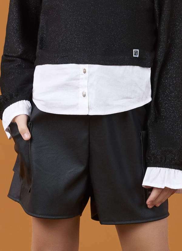 Ok e Pakita - Shorts Menina Pakita Inverno Preto Preto