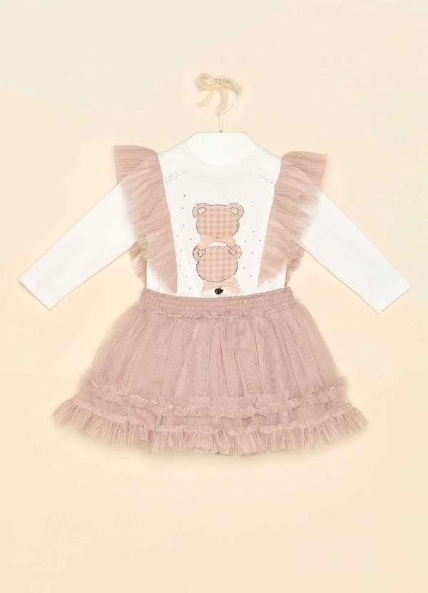 Petit Cherie - Conjunto Infantil Petit Cherie Festa Bege