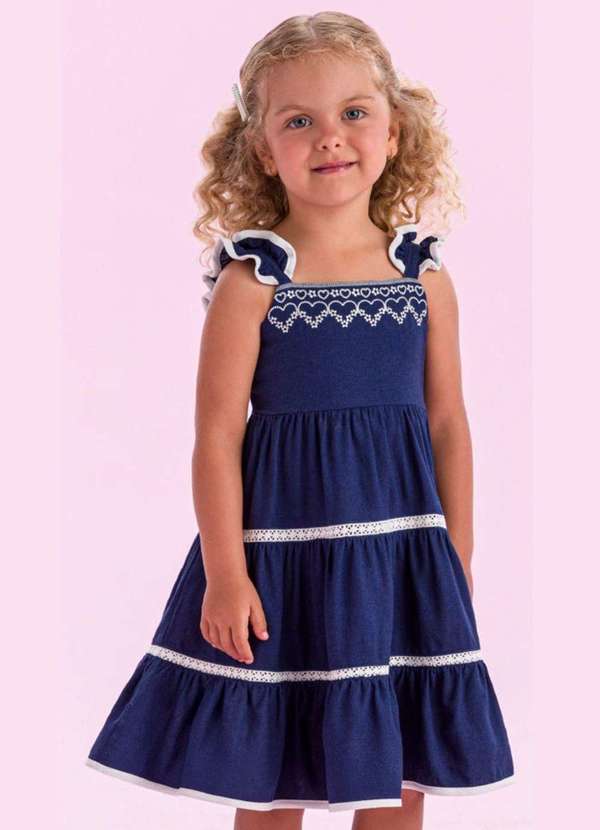 Petit Cherie - Vestido Azul Marinho Menina Petit Cherie Azul Marinho