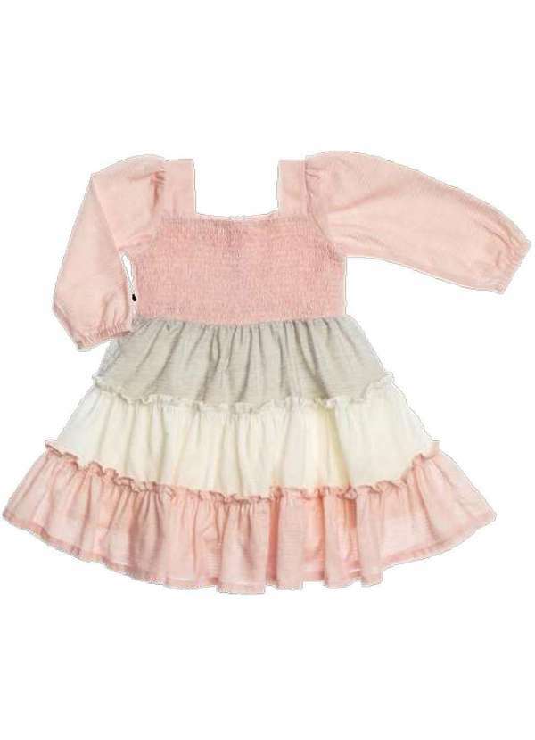 Anjos Baby - Vestido Babadinhos Colorido Infantil Anjos Baby Mescla