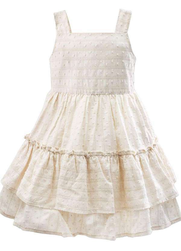 Anjos Baby - Vestido Bebê Areia Alças Anjos Baby Areia