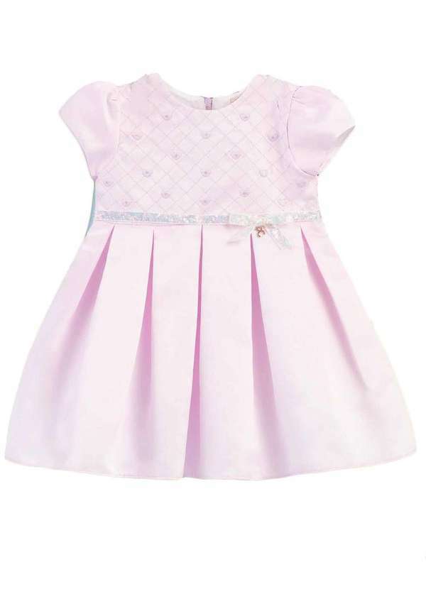 Petit Cherie - Vestido Bebê Festa Rosa Bordado Petit Cherie Rosa