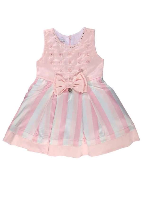 Anjos Baby - Vestido Bebê Listrado Rosa Anjos Baby Rosa