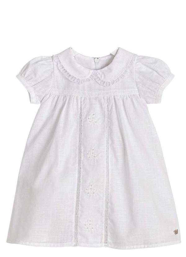 Anjos Baby - Vestido Branco Bebê Menina Anjos Baby Branco