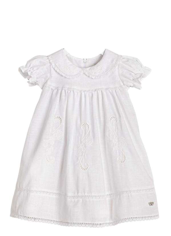 Anjos Baby - Vestido Branco Bebê Menina Anjos Baby Branco