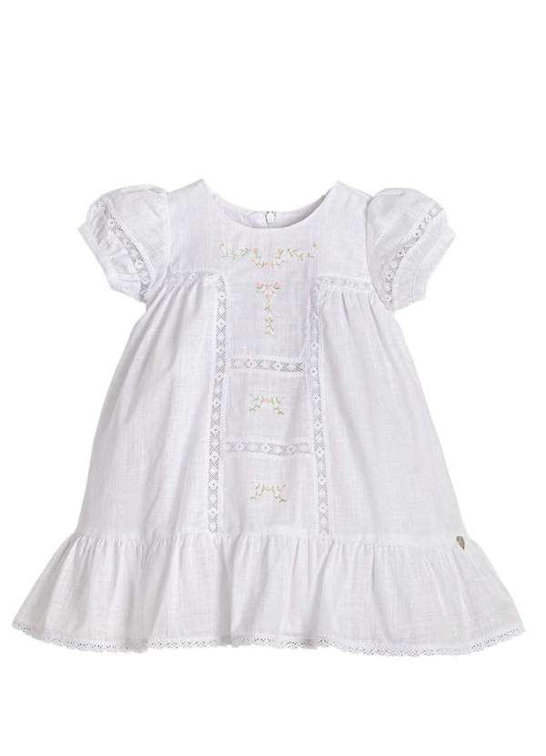 Anjos Baby - Vestido Branco Bebê Menina para Batizado Anjos Baby Branco
