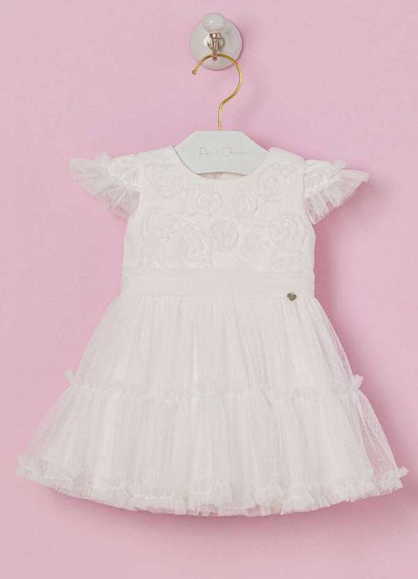 Petit Cherie - Vestido Branco Bebê Menina Petit Cherie Branco
