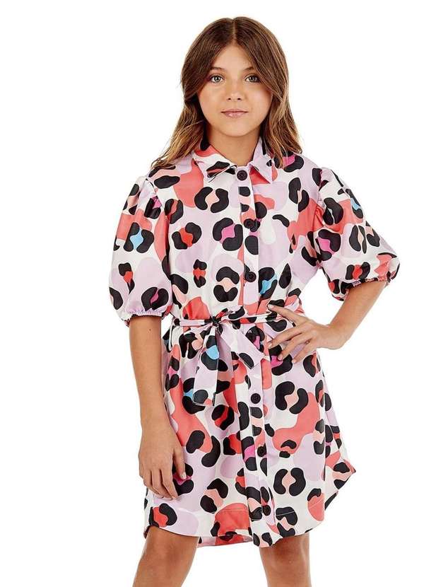 Mylu - Vestido Chemise Manga Bufant Rosa Mylu Estampado