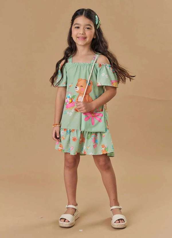 Kukiê - Vestido com Bolsa Menina Estampado Kukiê Estampado