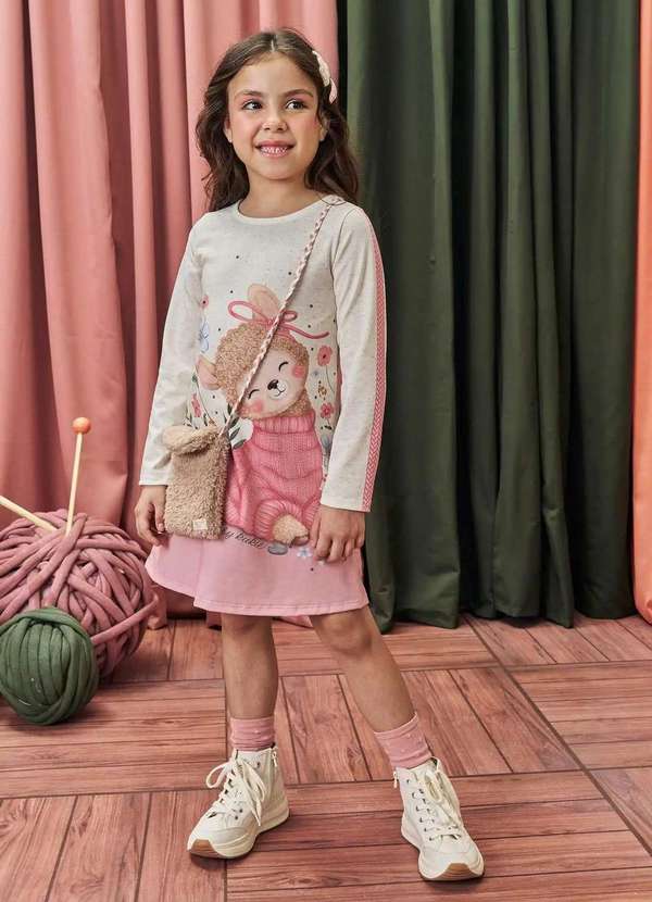 Kukiê - Vestido com Bolsa Menina Kukiê Estampado