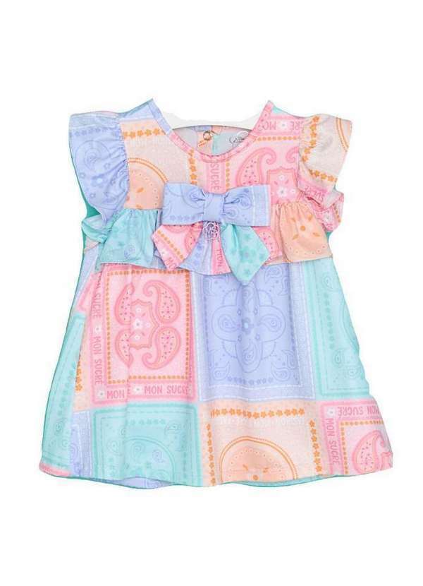 Mon Sucré - Vestido Curto Abstrato Colorido Infantil Mon Sucrê Estampado