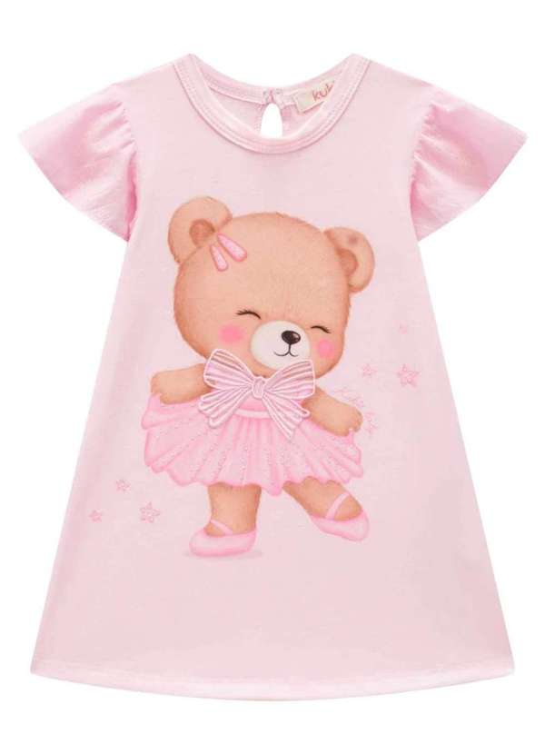 Kukiê - Vestido em Cotton e Tecido Brilho Holográfico Kukiê Estampado