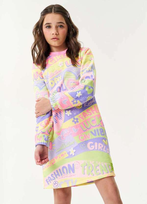 Catavento - Vestido em Moletom Flash Catavento Estampado