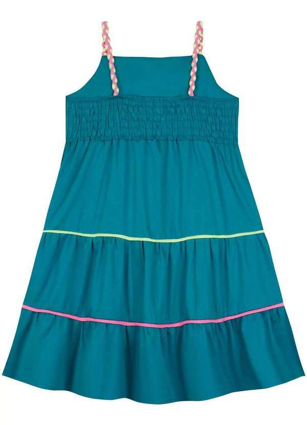 Kukiê - Vestido em Tricoline Glow Infantil Menina Kukiê Azul 4