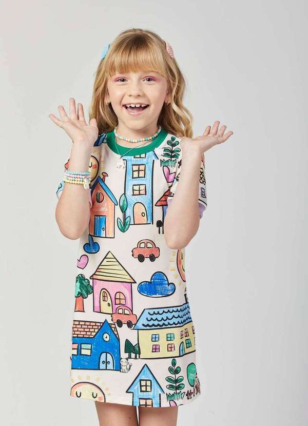 Mylu - Vestido Estampado Colorido Menina Mylu Estampado