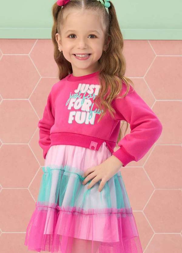 Mon Sucré - Vestido Estampado Manga Longa Infantil Mon Sucré Estampado