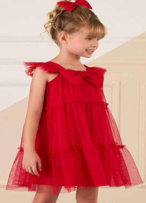 Mon Sucré - Vestido Festa Infantil Menina Vermelho Mon Sucré Vermelho