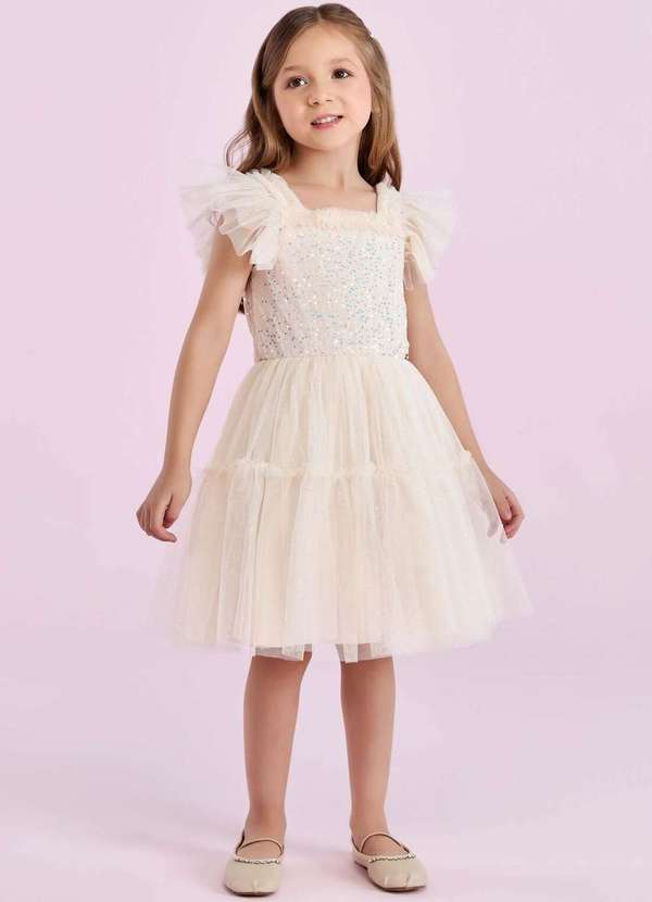 Petit Cherie - Vestido Festa Infantil Petit Cherie Off White