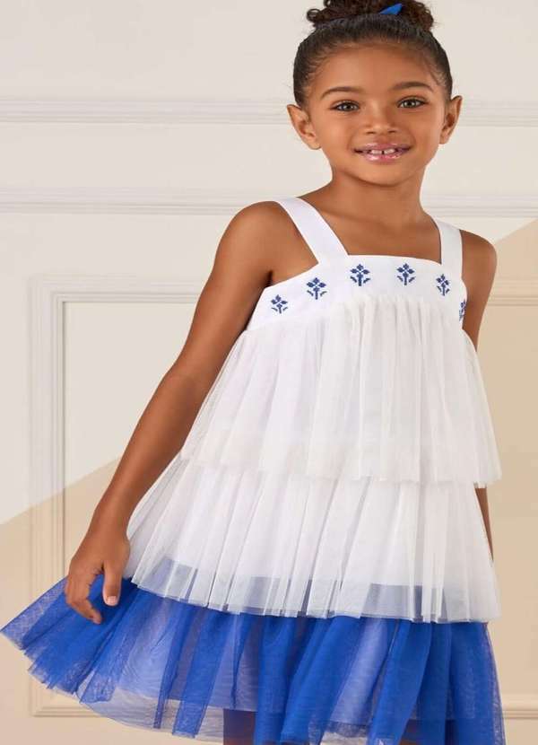 Mon Sucré - Vestido Festa Infantil Tule Menina Azul Mon Sucré Azul