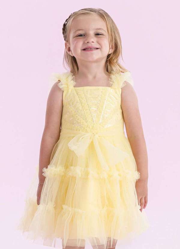 Petit Cherie - Vestido Festa Menina Amarelo Tule Petit Cherie Amarelo