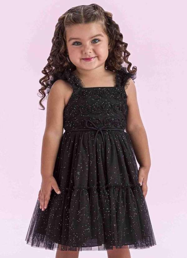 Petit Cherie - Vestido Festa Menina Preto Tule Petit Cherie Preto