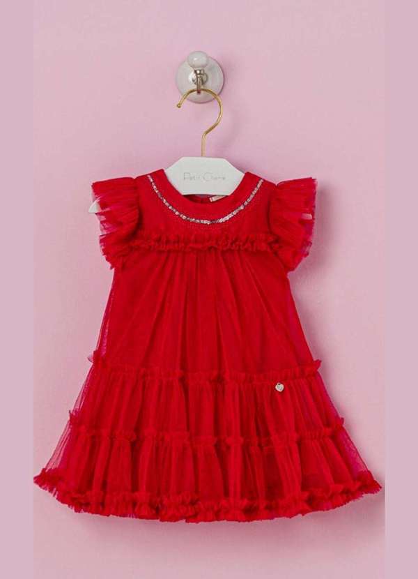 Petit Cherie - Vestido Infantil Bebê Menina Petit Cherie Vermelho