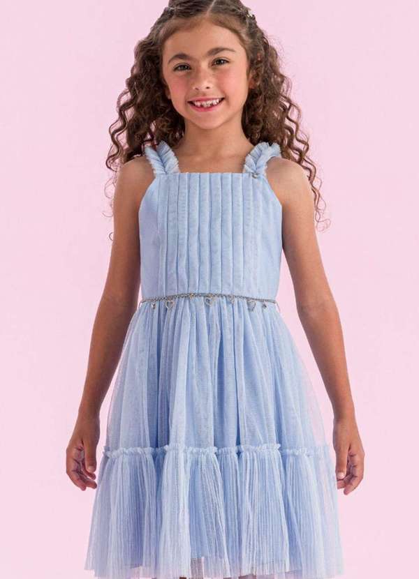 Petit Cherie - Vestido Infantil de Tule Petit Cherie Azul