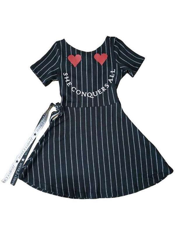 Vanilla Cream - Vestido Infantil Emoji Preto Vanilla Cream Preto