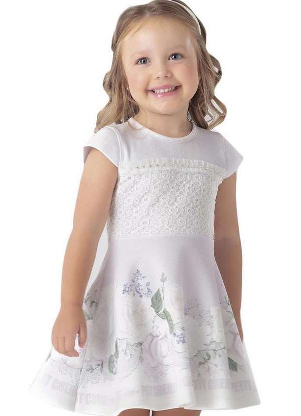 Petit Cherie - Vestido Infantil Estampado Florido Lilás Petit Cherie Lilás