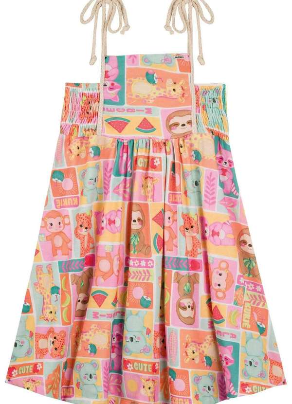 Kukiê - Vestido Infantil Estampado Menina Kukiê Estampado